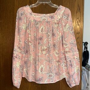 LC floral gingham long sleeve shirt